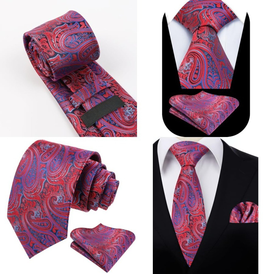 Pocket Square Set - Mens Gradient Paisley Necktie and Pocket