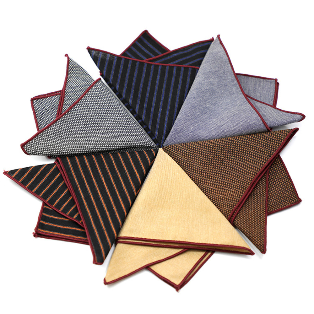 Solid Striped Brown Pocket Squ - Handkerchief Cotton Men reseña y precio