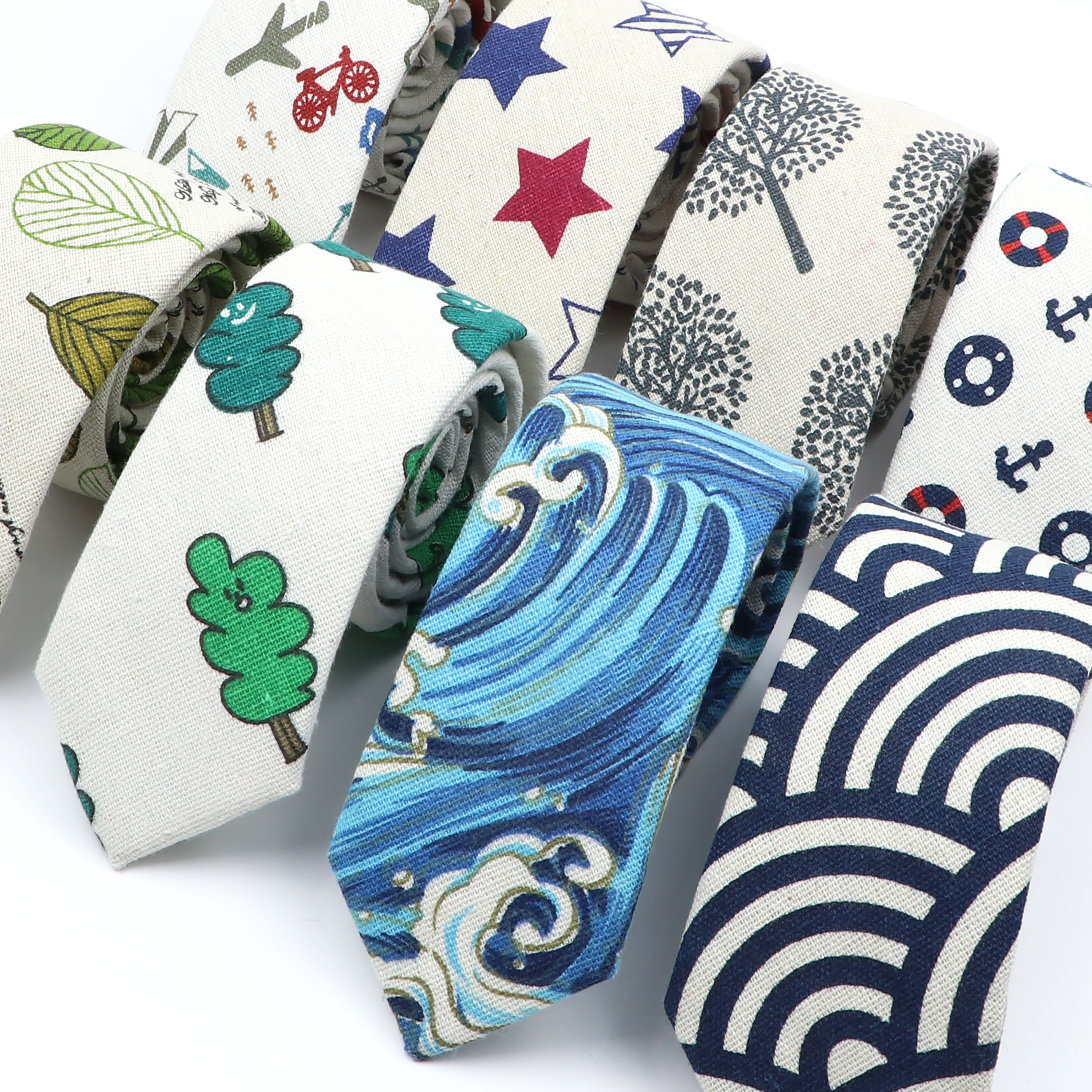 Novelty Cartoon Linen Tie For  - Skinny Tie Men reseña y precio