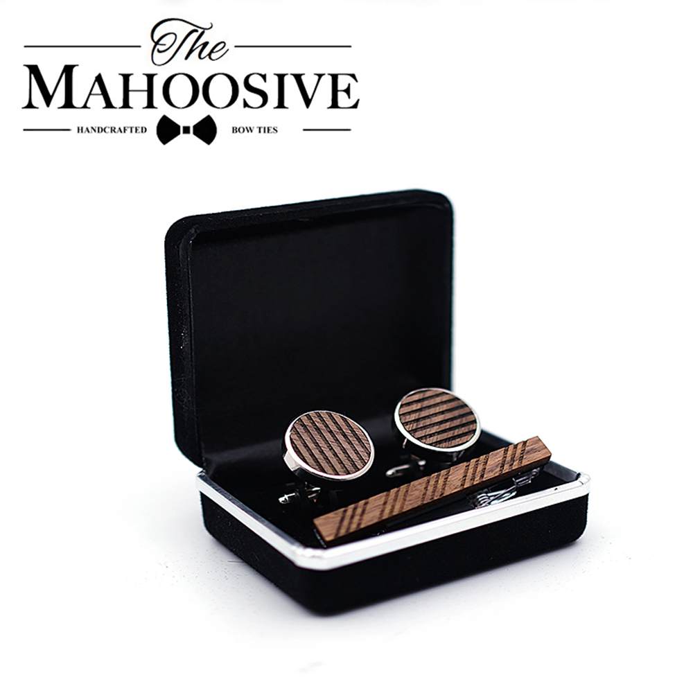 High Quality Wood Cuff links n - Tie Bar Set Gift reseña y precio