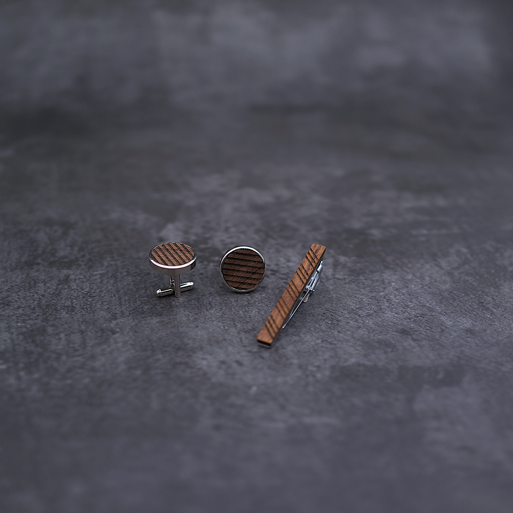 High Quality Wood Cuff links n - Tie Bar Set Gift reseña y precio