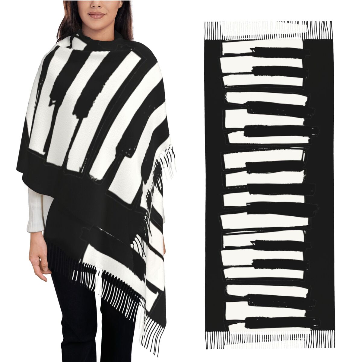 Minimalistic Piano Keys Scarf  - Pashmina Wrap Large reseña y precio