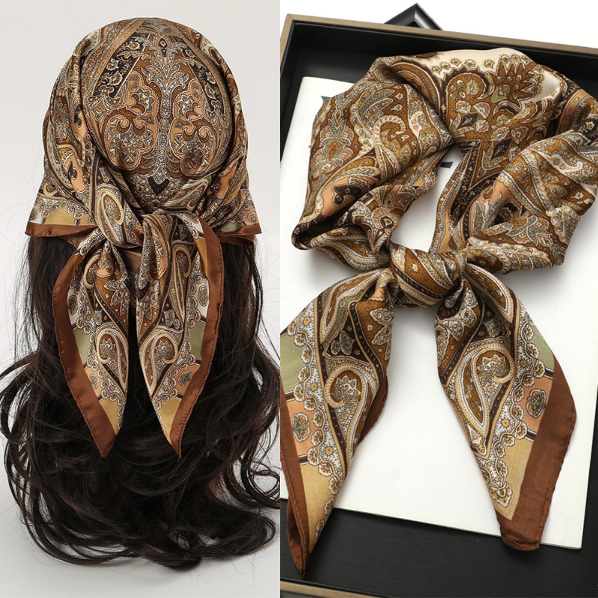 Bohemian Style Print Luxury Br - Silk Neck Scarf reseña y precio