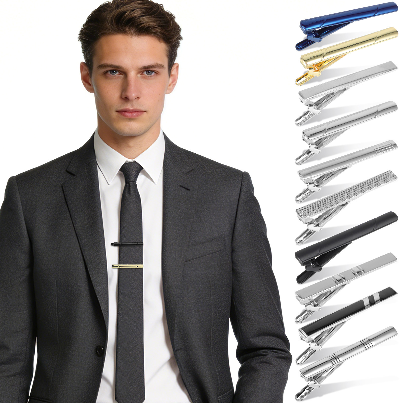 10Pcs Tie Clip Set for Men Ele - Tie Bar Set Gift reseña y precio