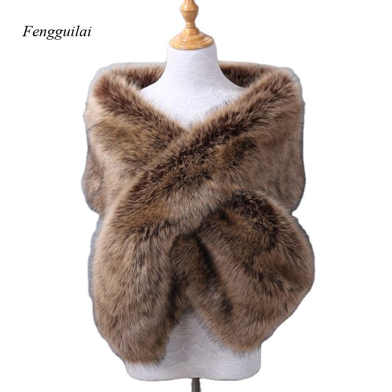 Women's White Faux Fur Shawl B - Stole Wedding Shawl reseña y precio