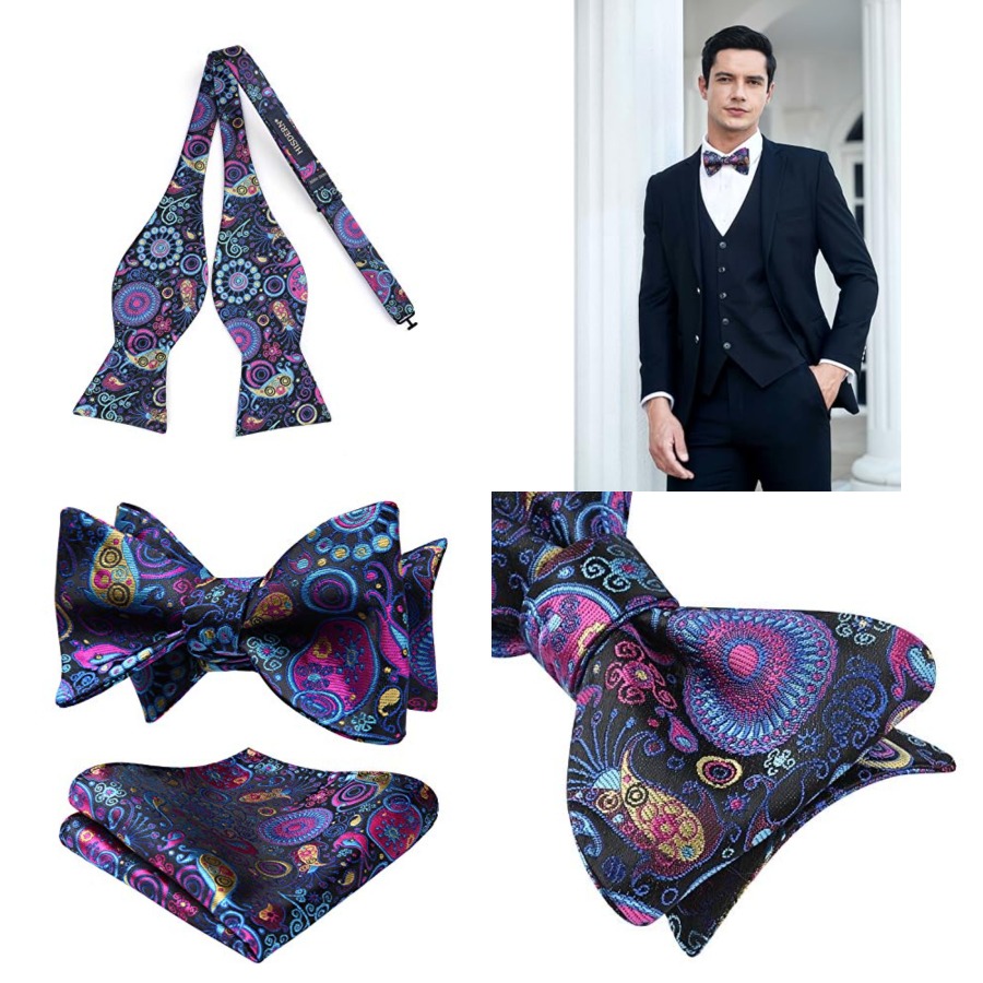 Bow Ties for Men Floral Bowtie - Pocket Square Set reseña y precio