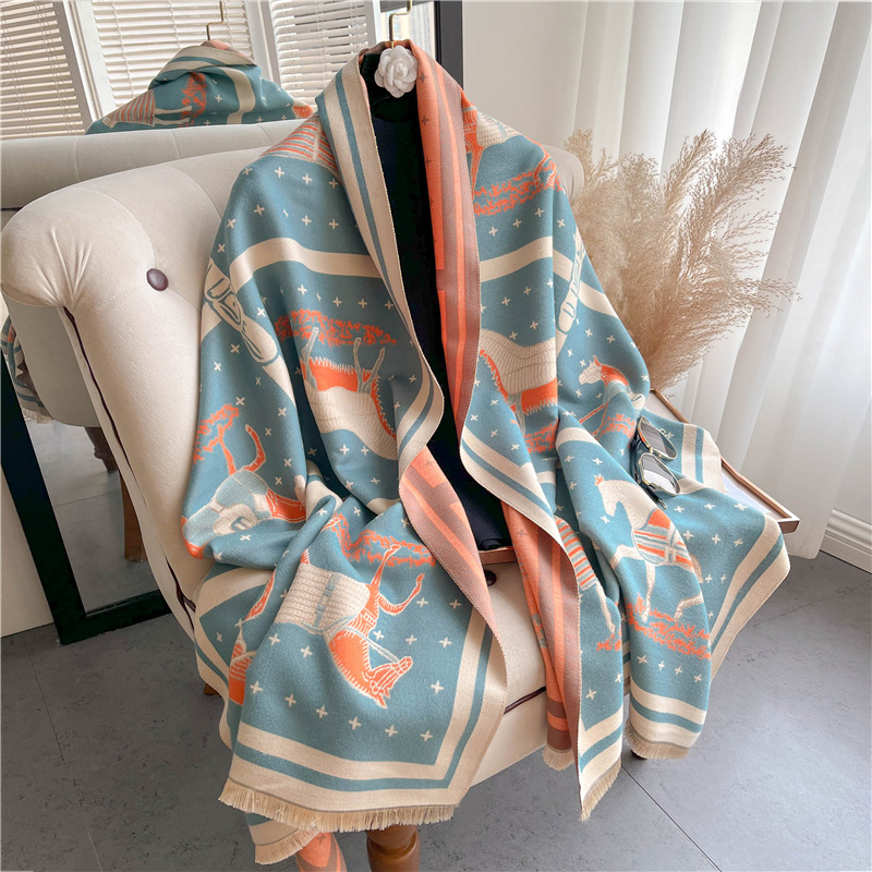Luxury Horse Print Thick Cashm - Woven Scarf Blanket reseña y precio