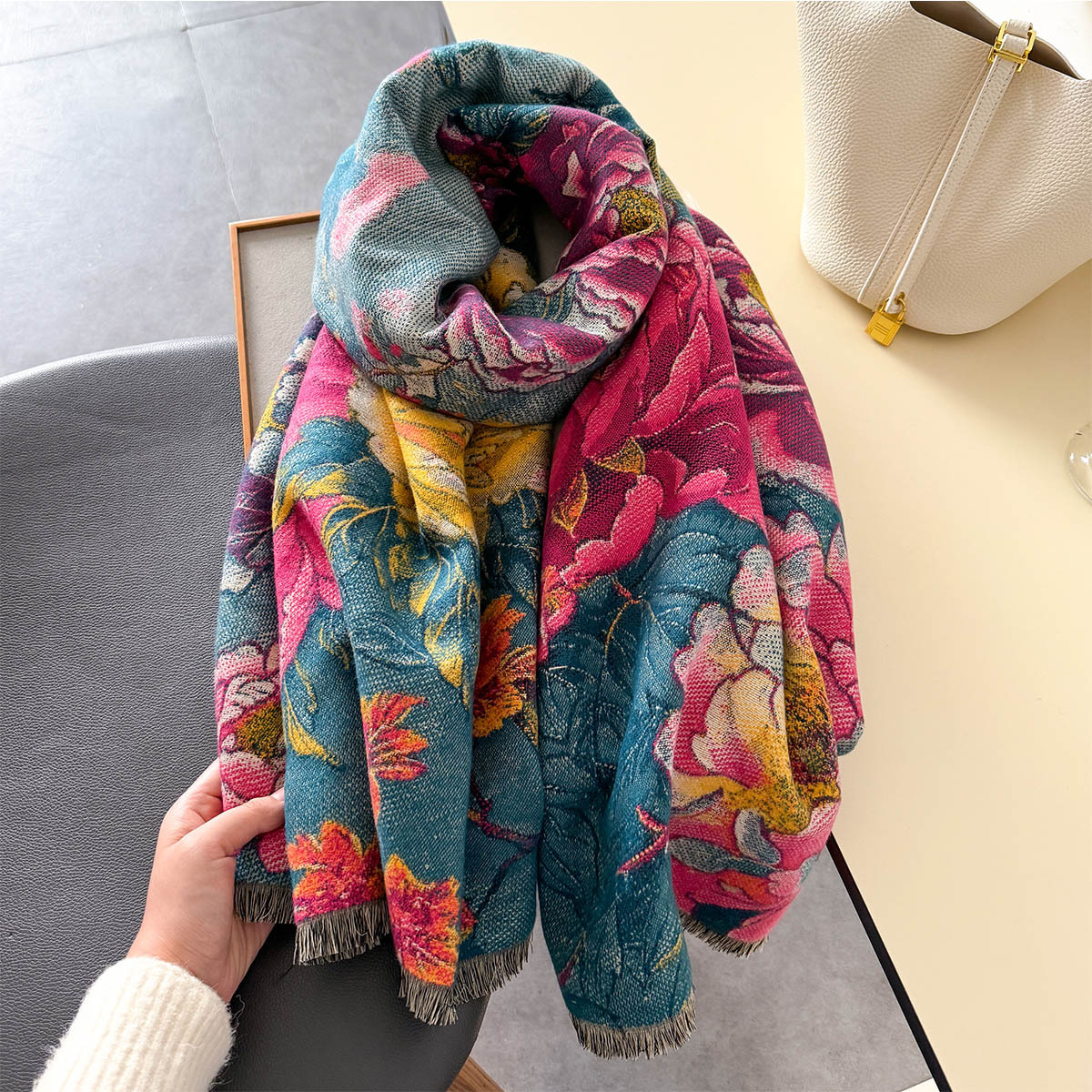 Warm Cashmere Scarf Women Shaw - Woven Scarf Blanket reseña y precio