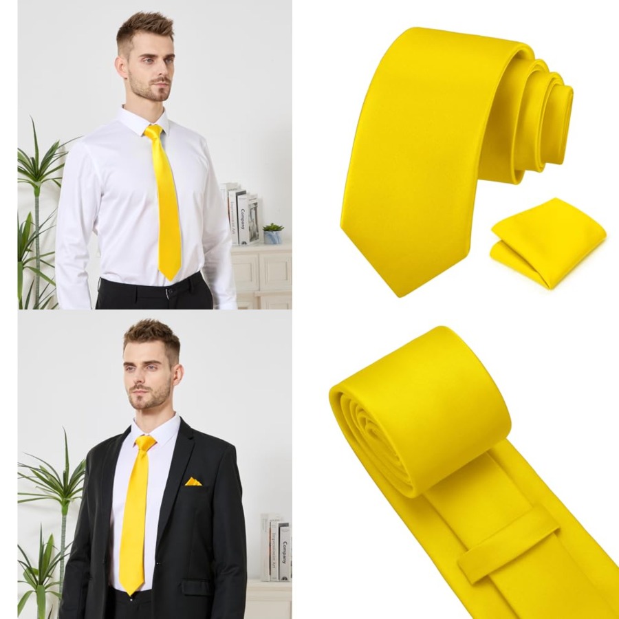 Men's Tie Set Solid Pure Color - Pocket Square Set reseña y precio