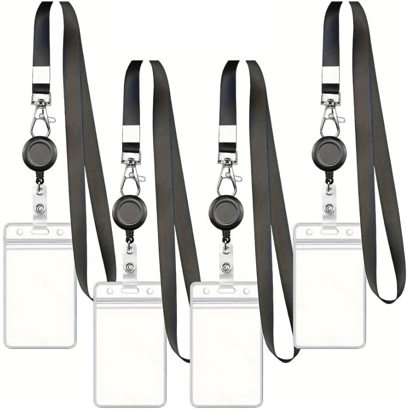 4PCS Lanyard Black Retractable - Lanyard Badge Holder reseña y precio