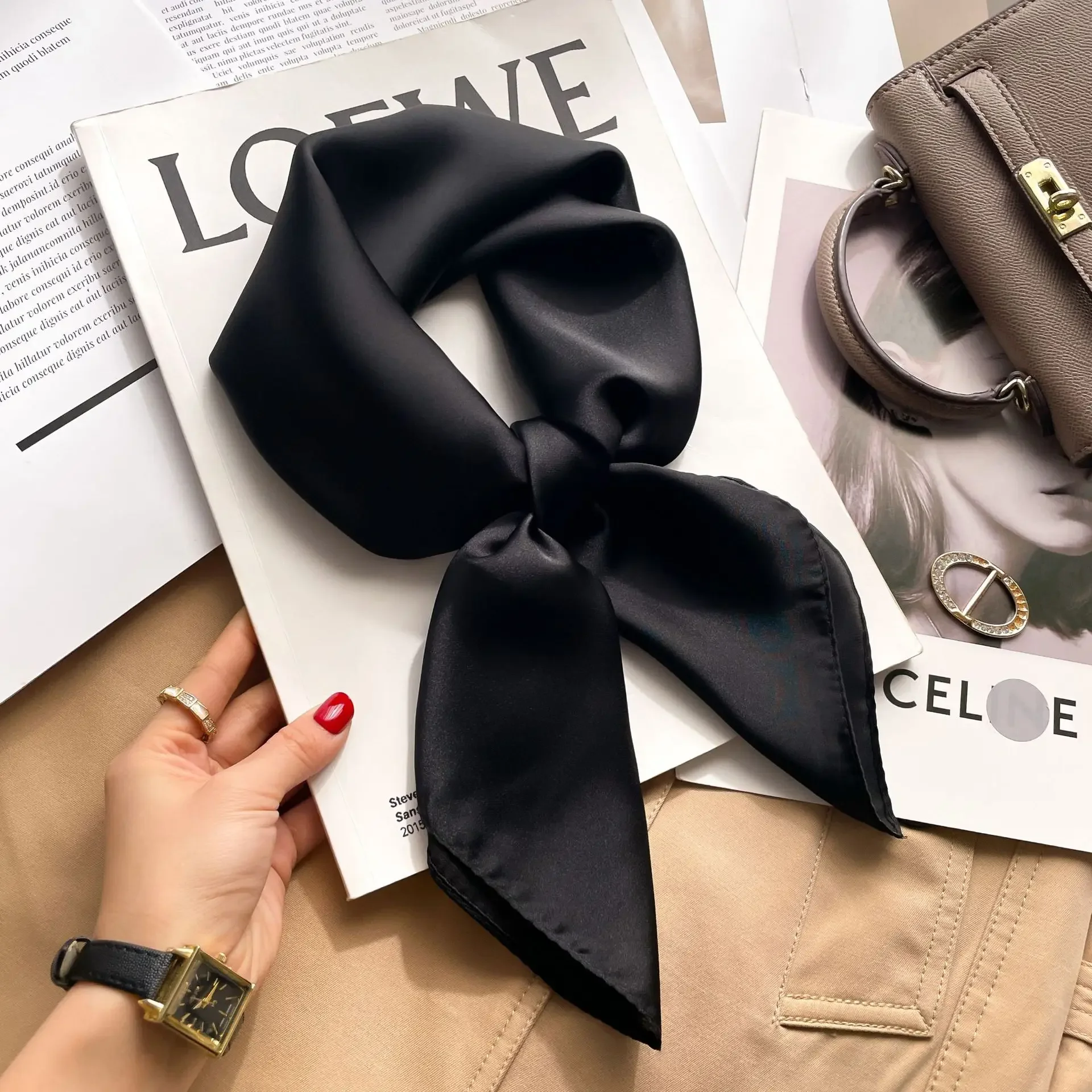 70cm Solid Colors Neckerchief  - Silk Neck Scarf reseña y precio