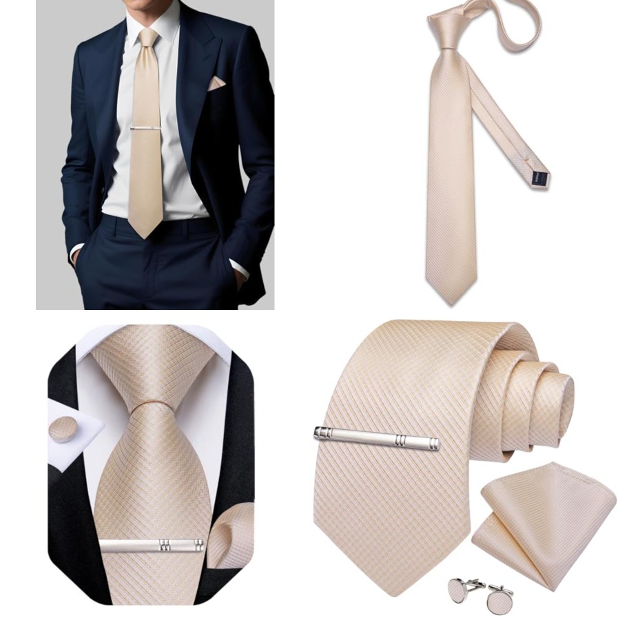 Plaid Ties for Men Silk Checke - Pocket Square Set reseña y precio