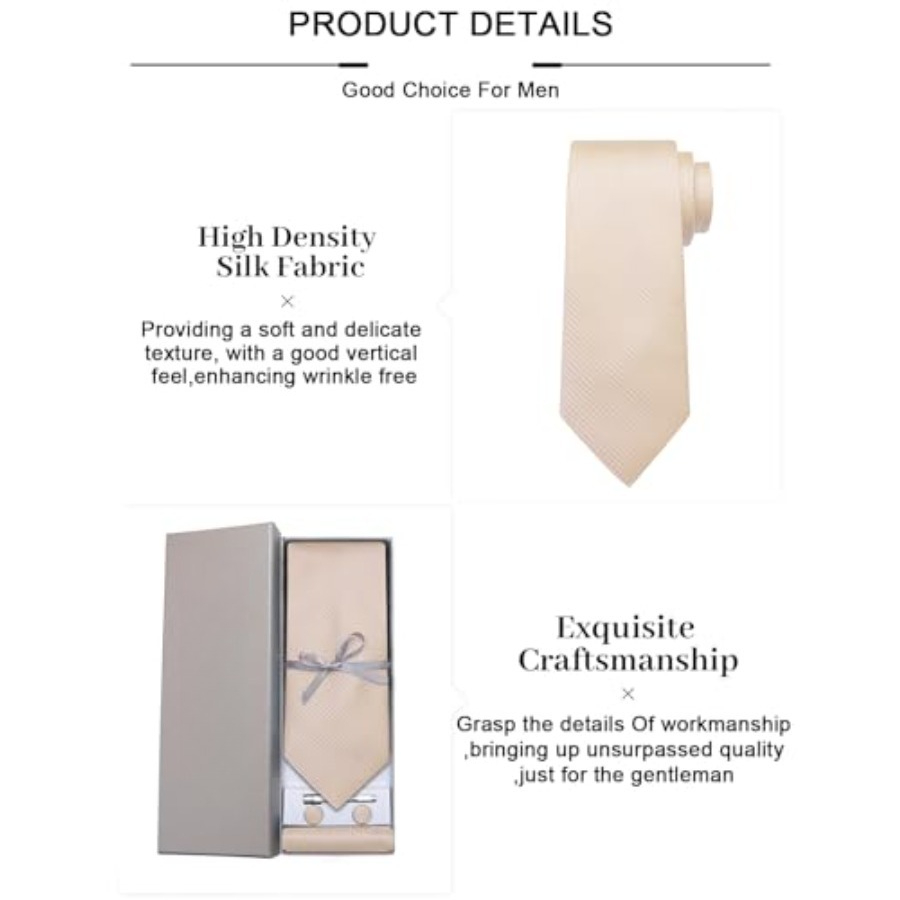 Plaid Ties for Men Silk Checke - Pocket Square Set reseña y precio