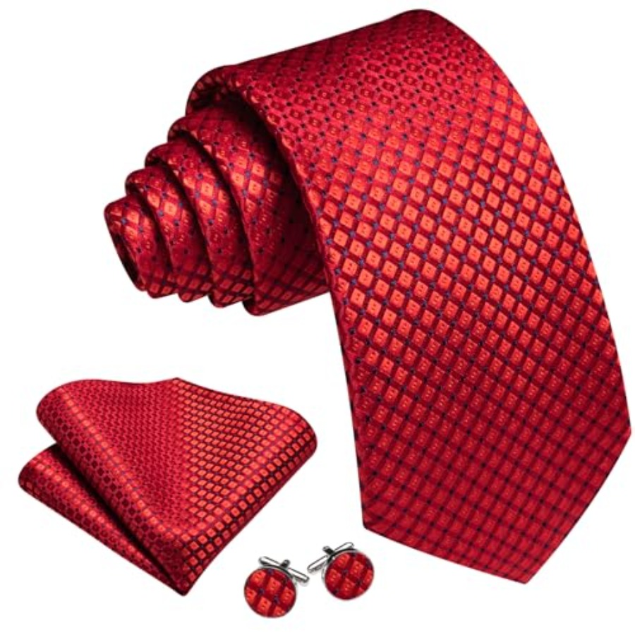 Men Plaid/Striped Ties Set Sil - Pocket Square Set reseña y precio