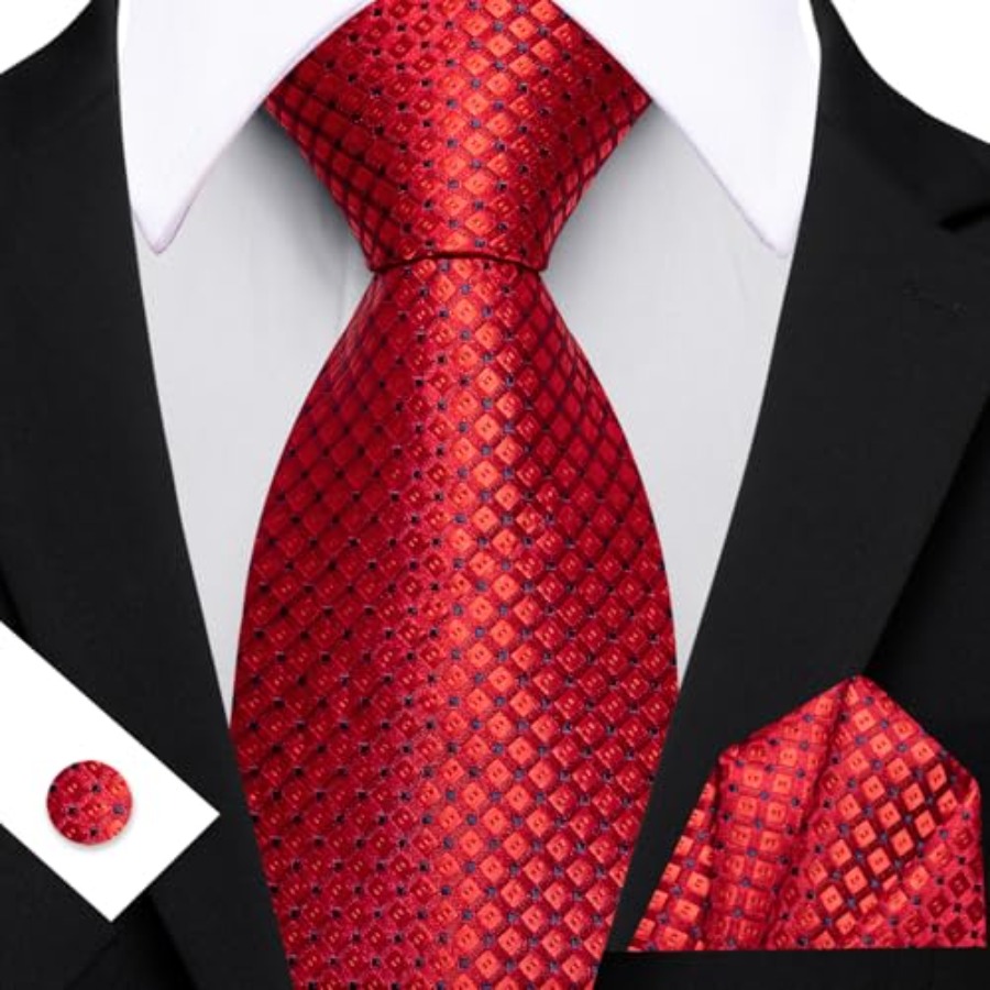 Men Plaid/Striped Ties Set Sil - Pocket Square Set reseña y precio