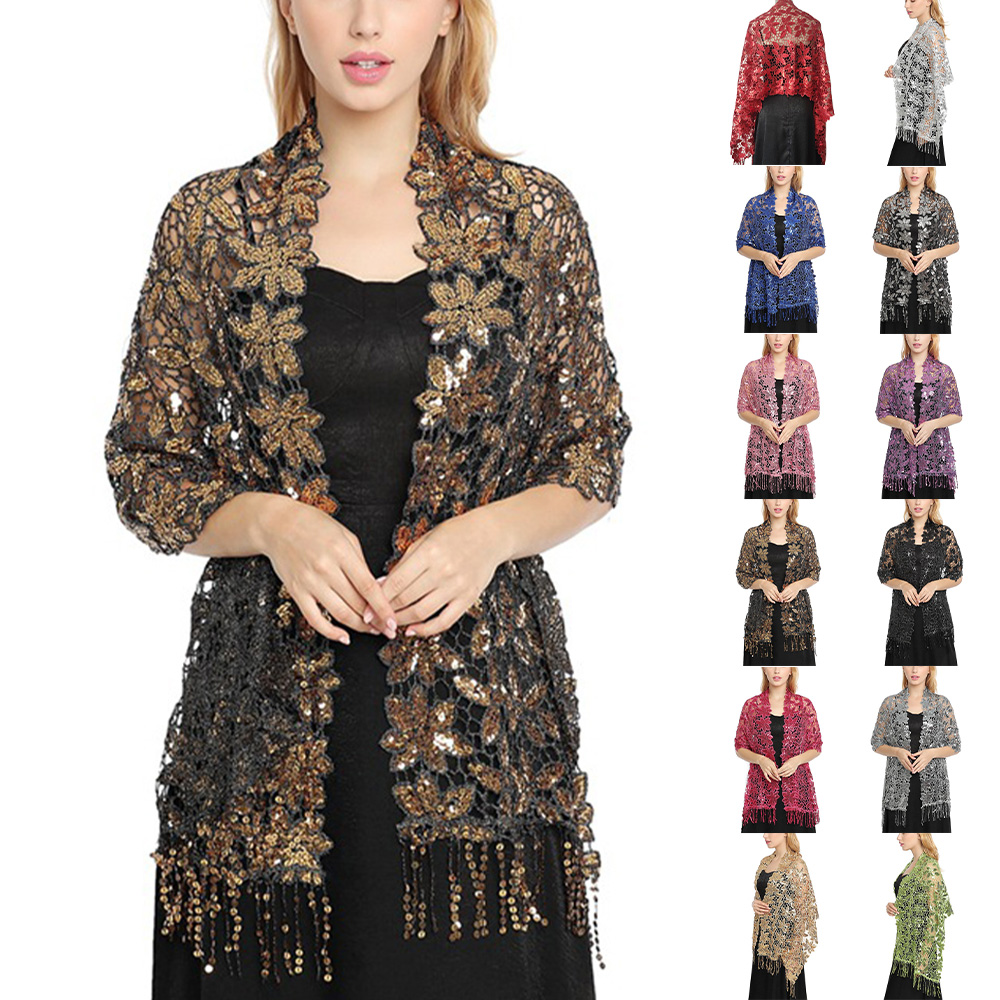 Bridal Wedding Hollow Sequin L - Stole Wedding Shawl reseña y precio