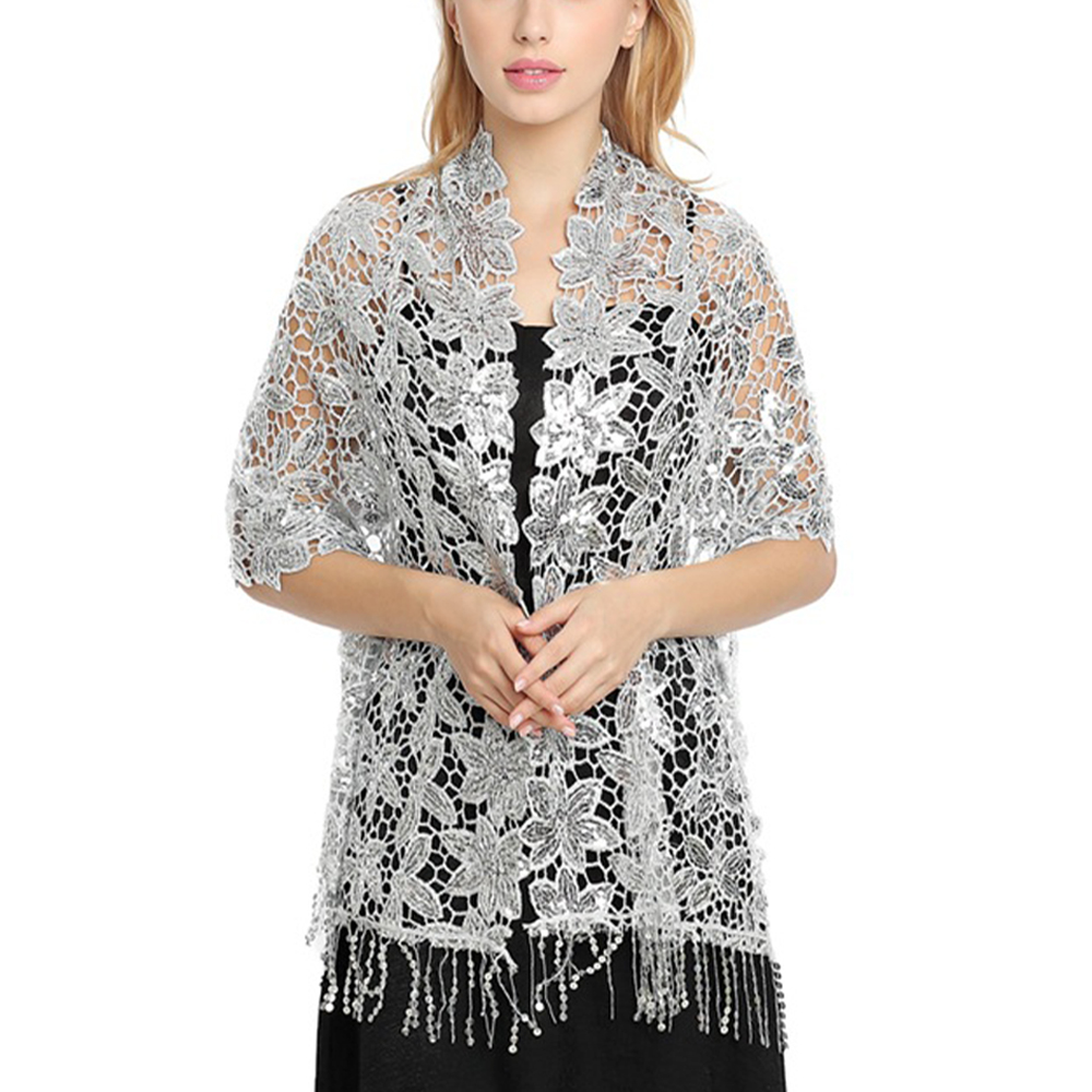 Bridal Wedding Hollow Sequin L - Stole Wedding Shawl reseña y precio