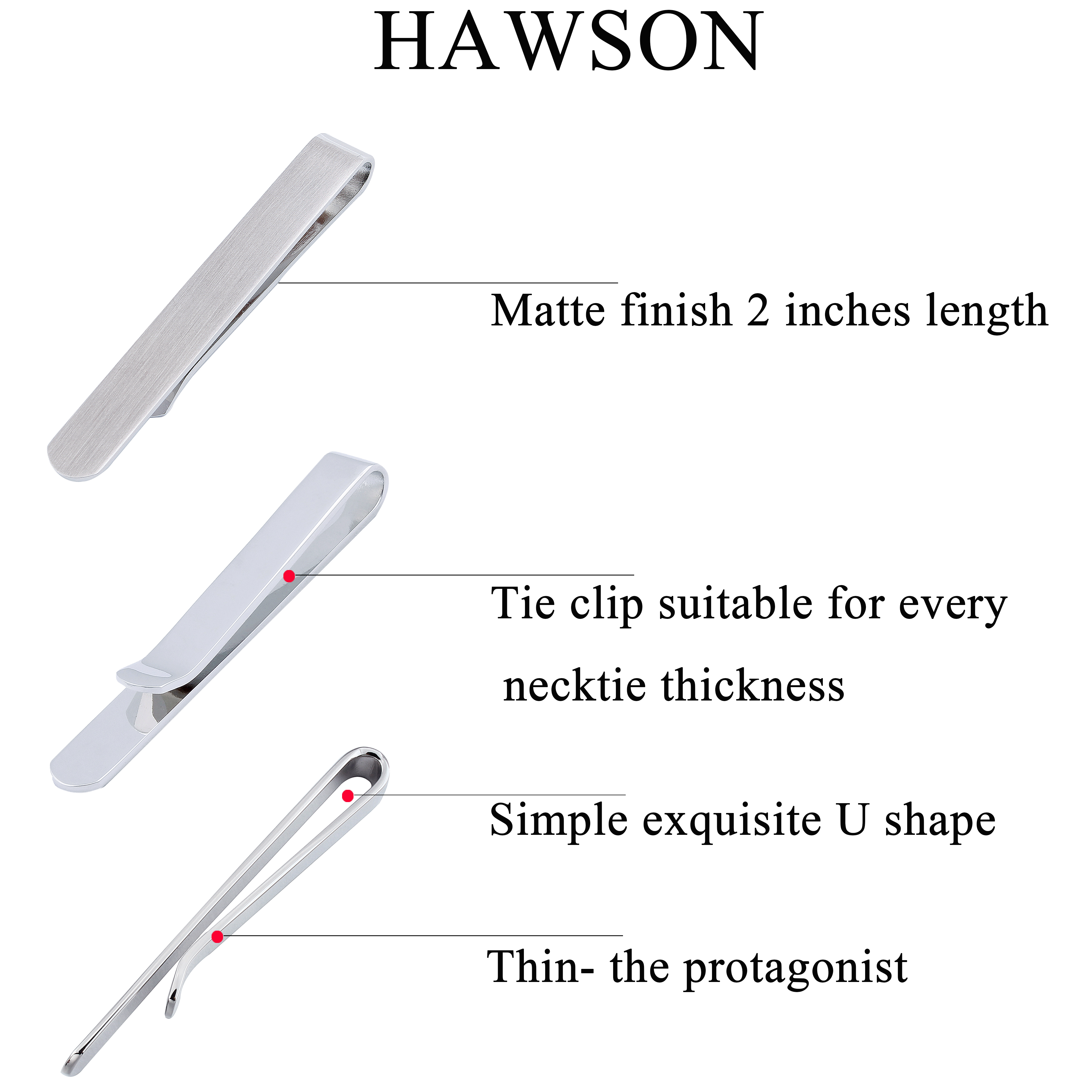 HAWSON 4pcs Skinny Tie Clip fo - Tie Bar Set Gift reseña y precio