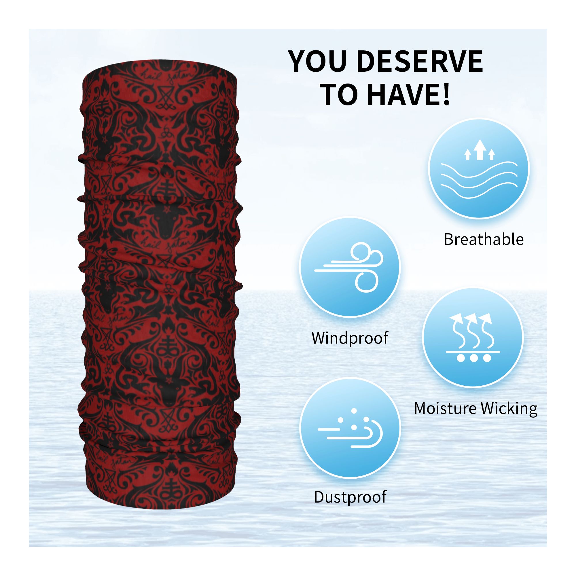 Baphomet Damask Hail Satan Bla - Neck Warmer Tube reseña y precio