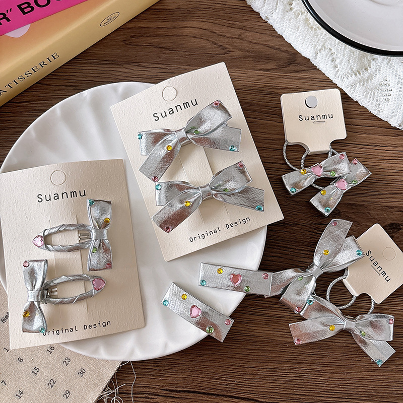 2pcs Diamond Bow Children's Ha - Tie Clip Silver reseña y precio
