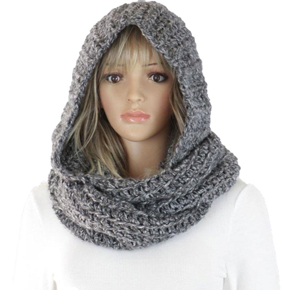 Knitted Hooded Scarf Winter Wo - Infinity Scarf Knit reseña y precio