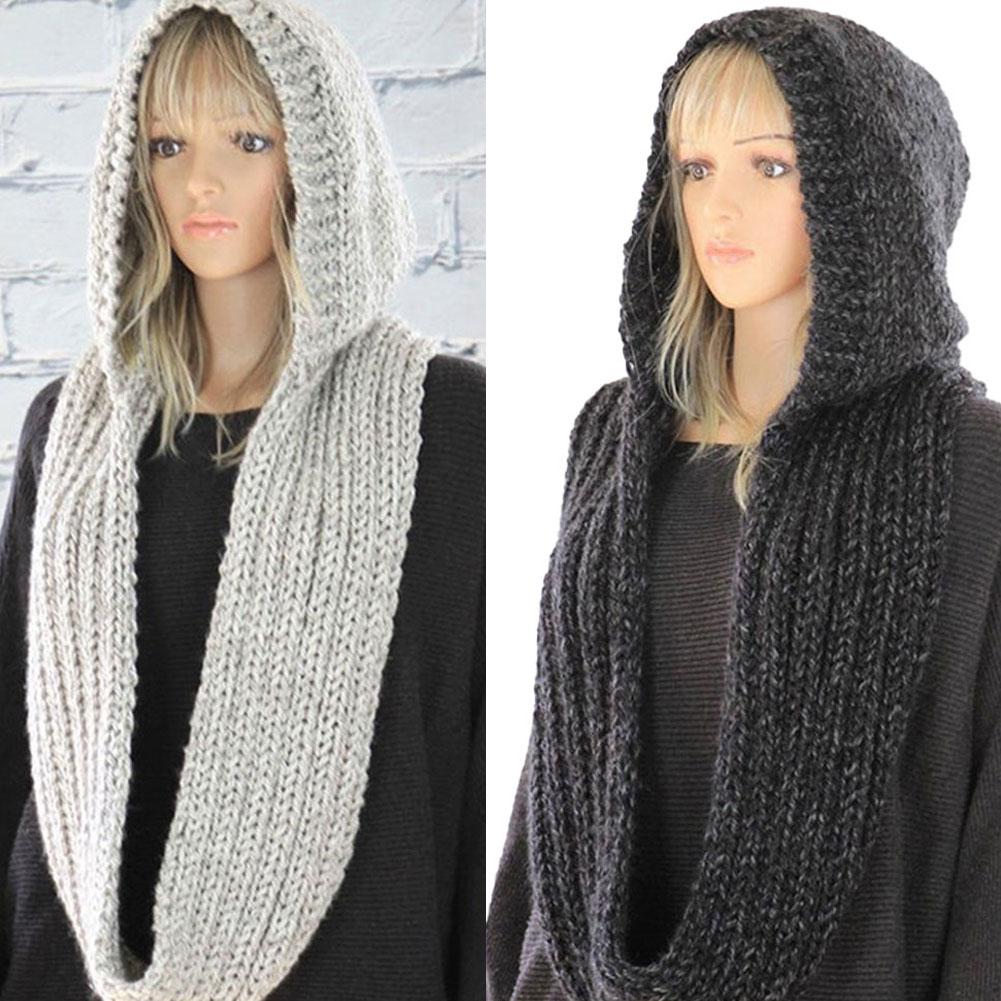 Knitted Hooded Scarf Winter Wo - Infinity Scarf Knit reseña y precio