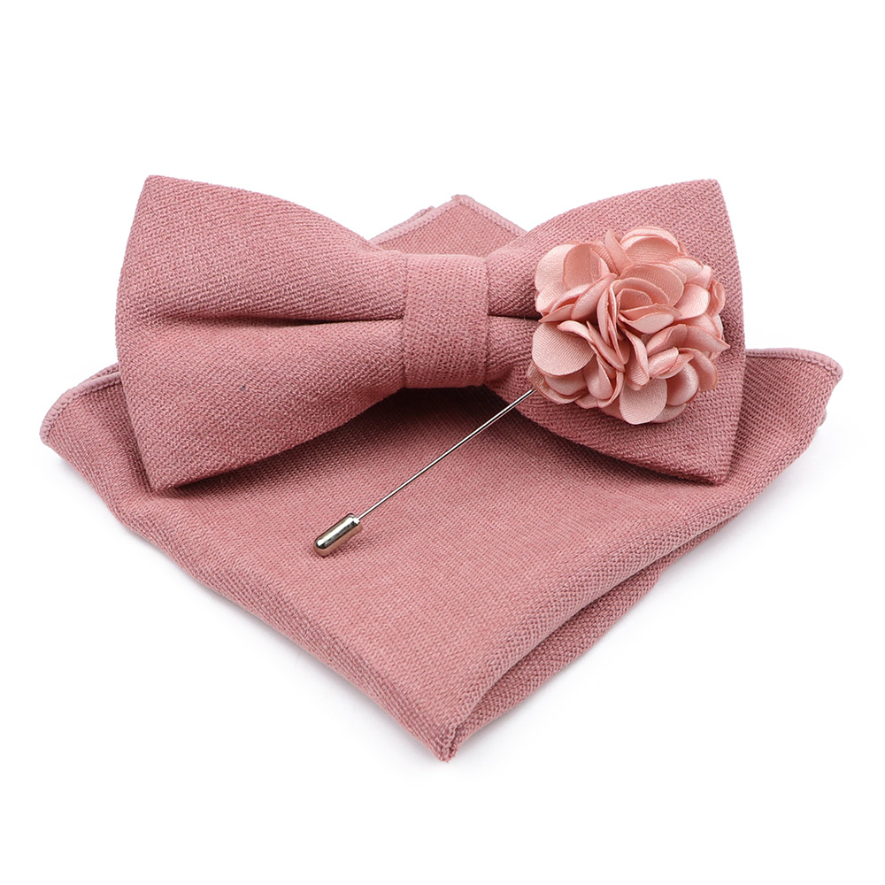 Mens Solid Color Cotton Bowtie - Handkerchief Cotton Men reseña y precio