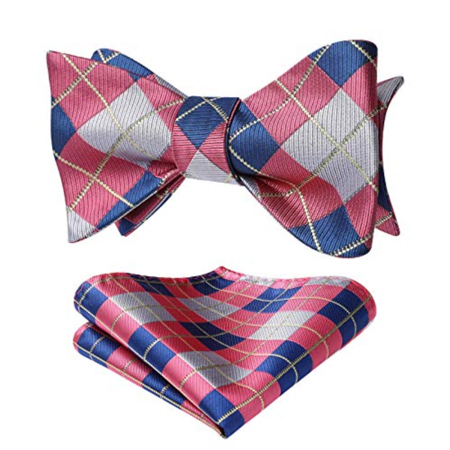 Bow Ties for Men Check Plaid S - Pocket Square Set reseña y precio