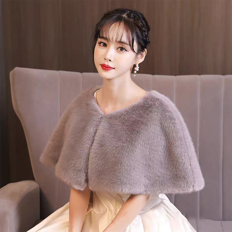 Women Winter Faux Fur Shawl El - Stole Wedding Shawl reseña y precio