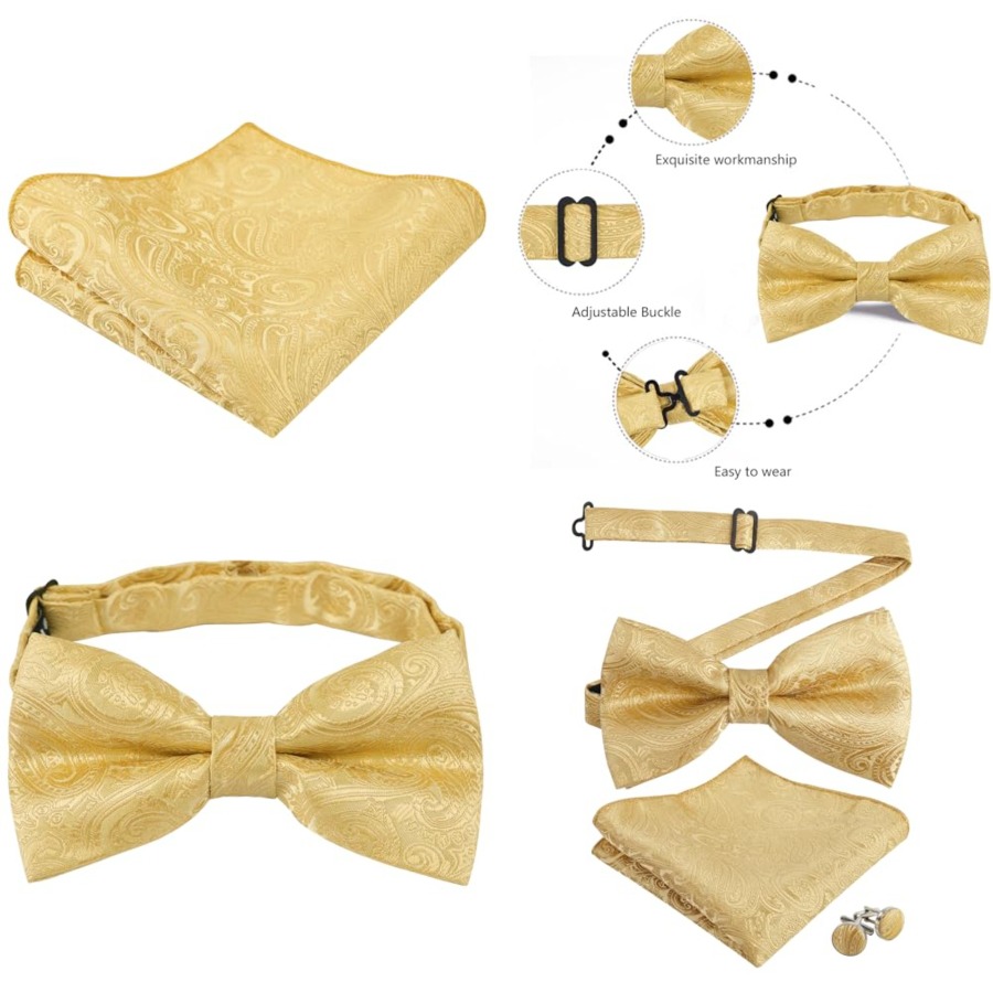 Mens Paisley Bow Tie, Pocket S - Pocket Square Set reseña y precio