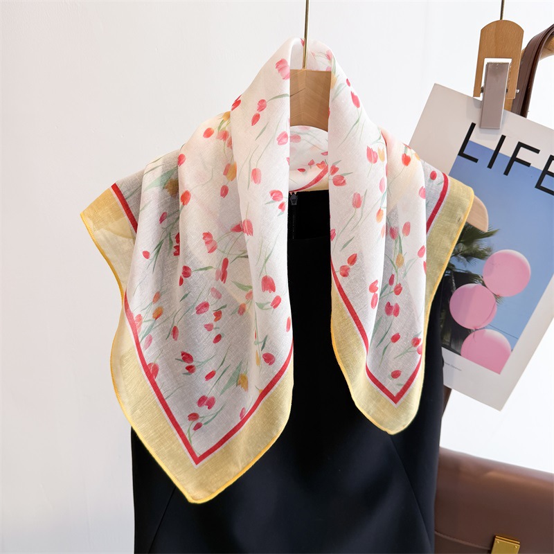 50cm Cotton Linen Square Scarf - Bandana Cotton reseña y precio