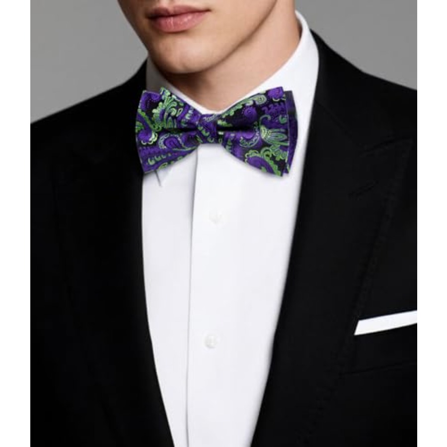 Mens Paisley Striped Bowtie Se - Pocket Square Set reseña y precio