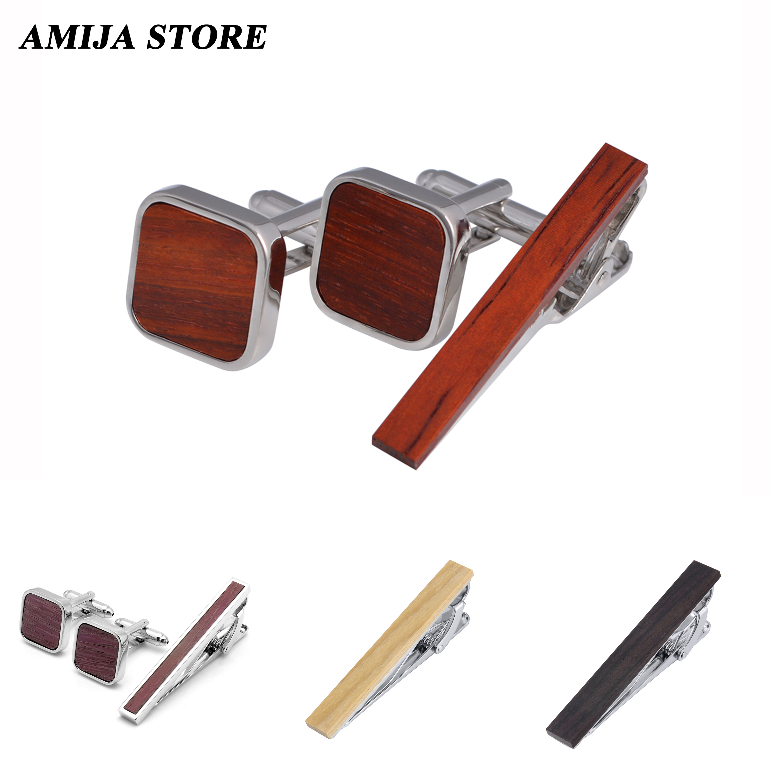 High Quality Wooden Cufflinks  - Tie Bar Set Gift reseña y precio