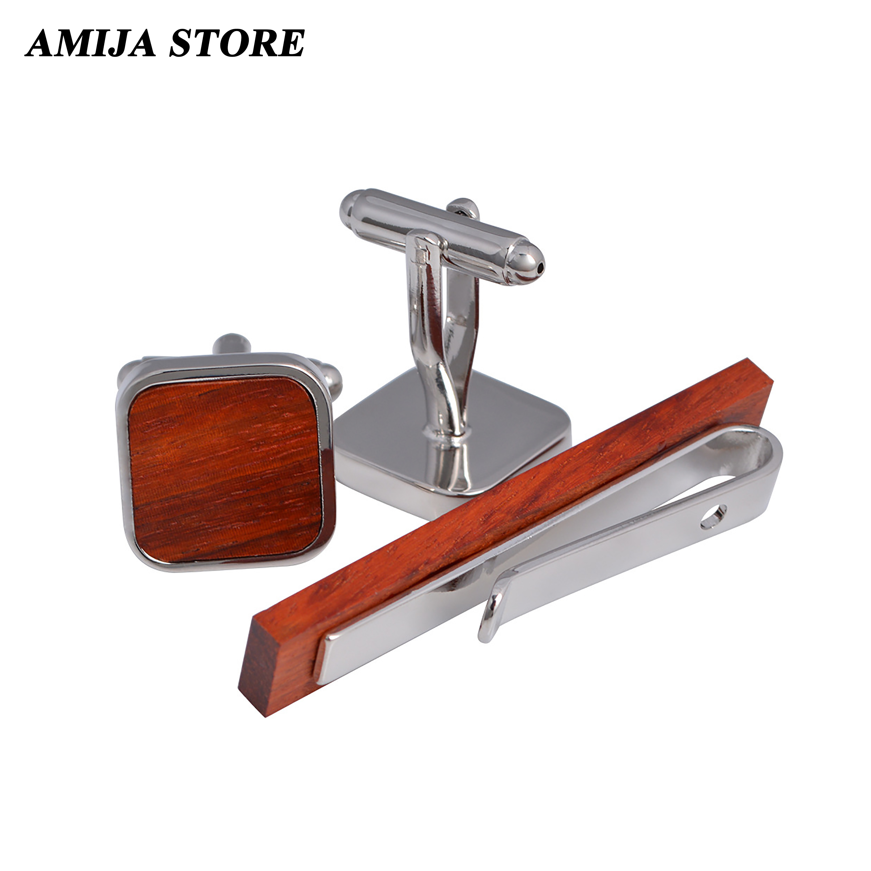 High Quality Wooden Cufflinks  - Tie Bar Set Gift reseña y precio