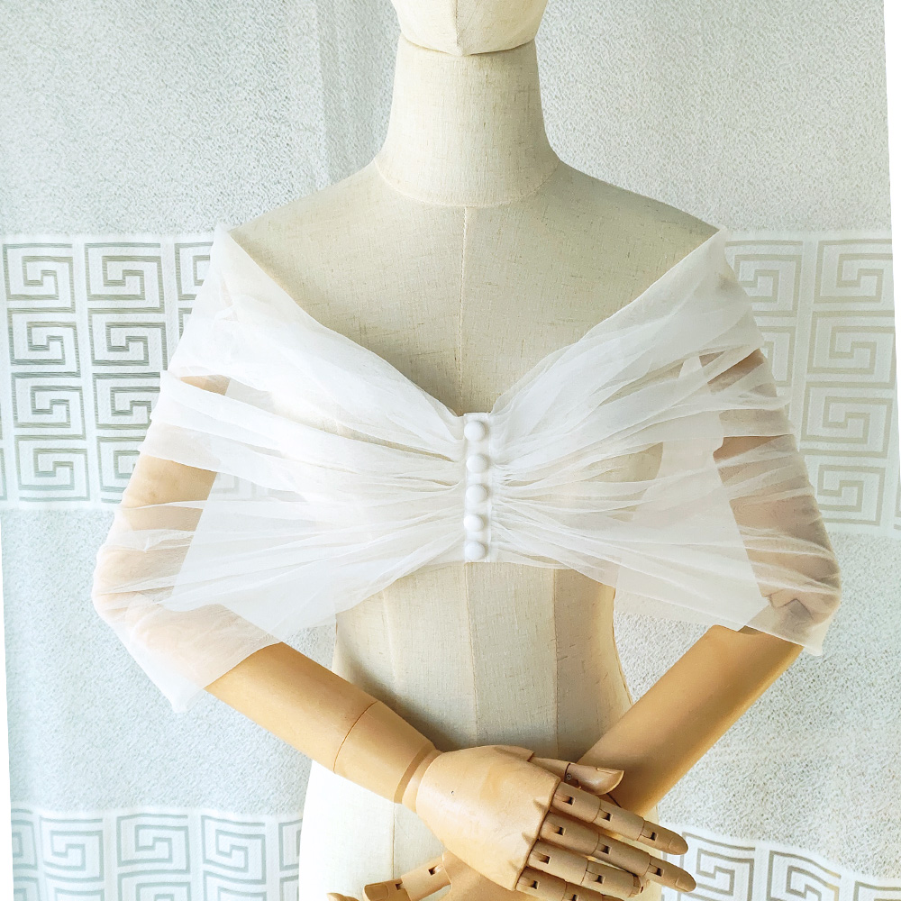 Women Pleated Tulle Sheer Wrap - Stole Wedding Shawl reseña y precio