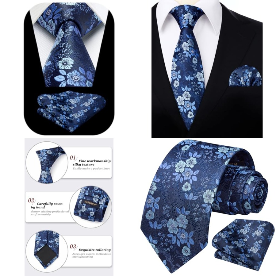 Extra Long Ties for Men Classi - Pocket Square Set reseña y precio