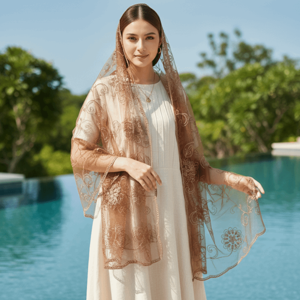 Lace Scarf Embroidered Floral  - Stole Wedding Shawl reseña y precio