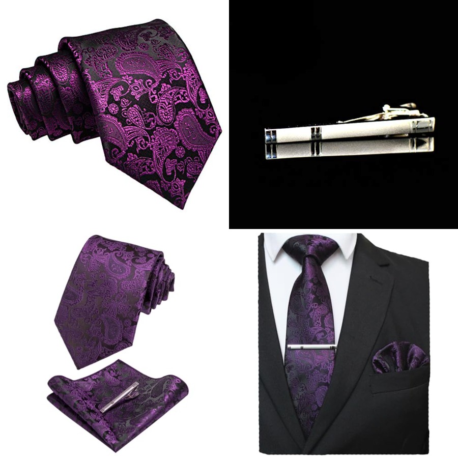Mens Solid Color Paisley Neckt - Pocket Square Set reseña y precio