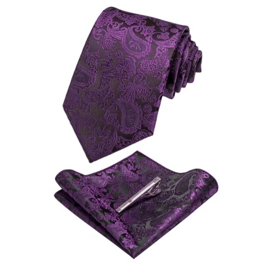 Mens Solid Color Paisley Neckt - Pocket Square Set reseña y precio