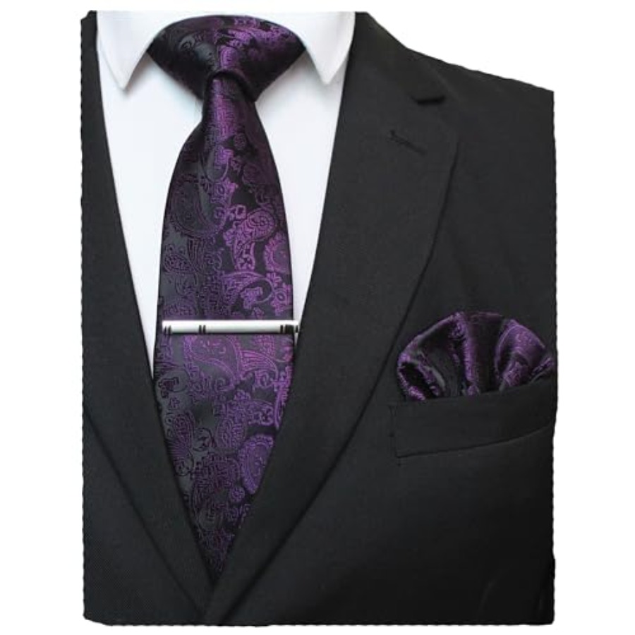 Mens Solid Color Paisley Neckt - Pocket Square Set reseña y precio